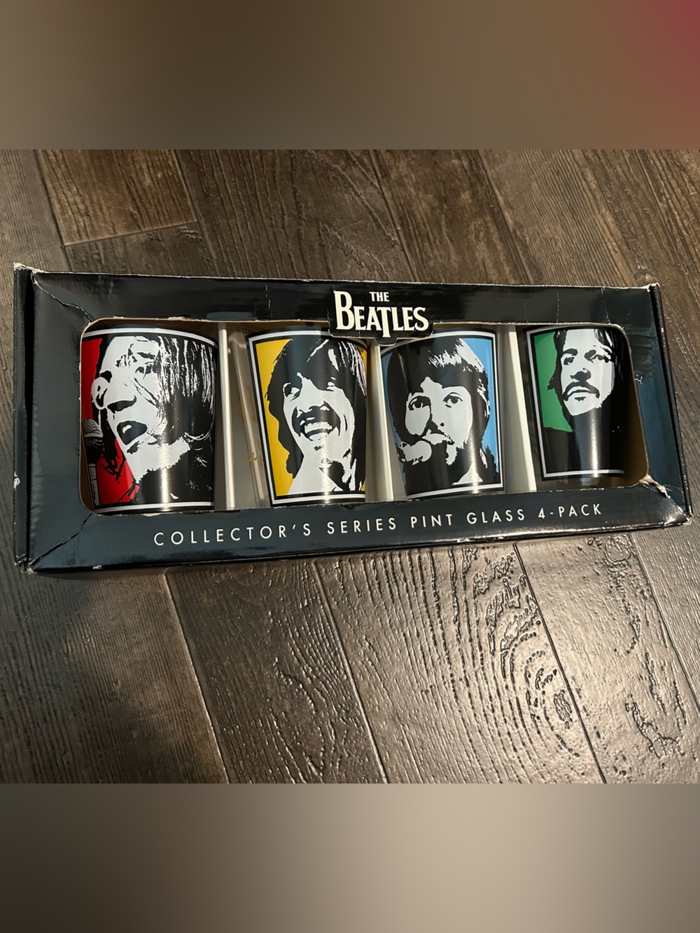 New in Box: The Beatles Multicolor Portrait Pint Glass Set (4-Pack)